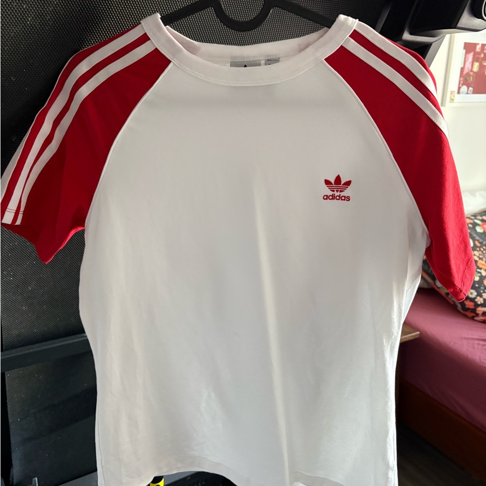 Adidas White and Red T-Shirt